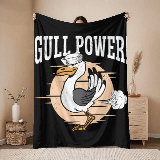 Gull Power Whirer Bird Seabird Seagull Throw Blankets