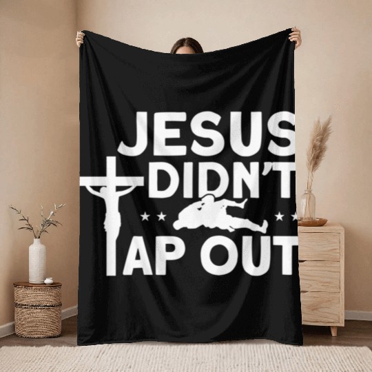 Jiu Jitsu Vintage Jesus Didn'T Tap Out Throw Blankets