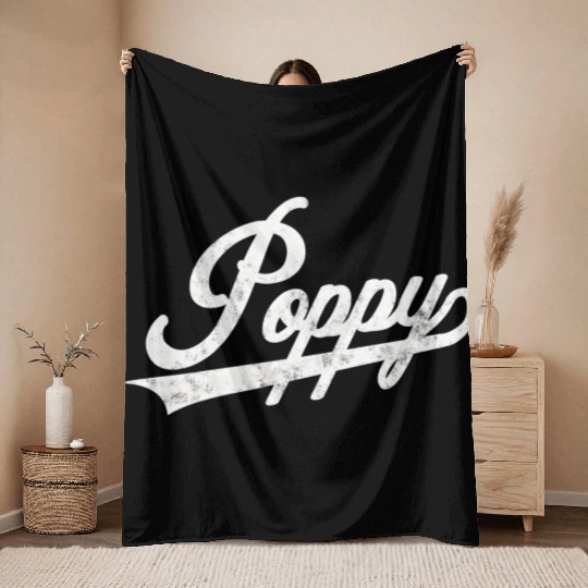 Poppy Style Fatherâ€™S Day For Papa Grandpa Throw Blankets