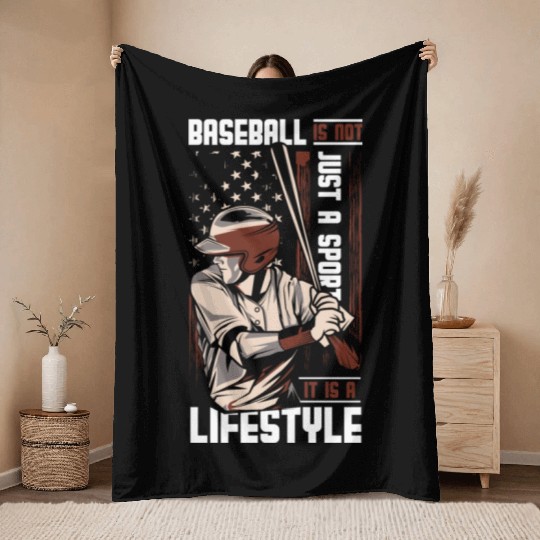 Baseball Bat Team Throw Blankets