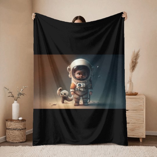 Cosmic Steps: The Baby Astronaut's Journey Throw Blankets
