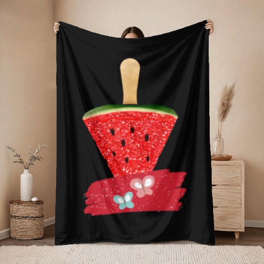 summer watermelon Throw Blankets