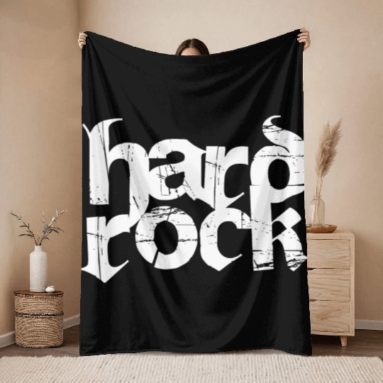 hard rock typography Throw Blankets