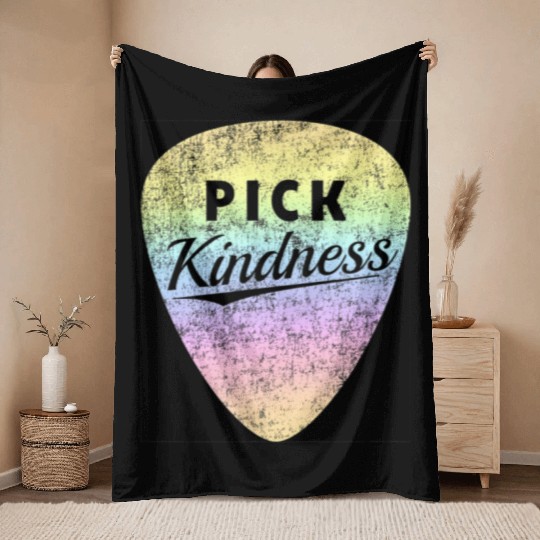 Pastel Rainbow Guitar Pick Pun Anti-Bullying Pick Throw Blankets