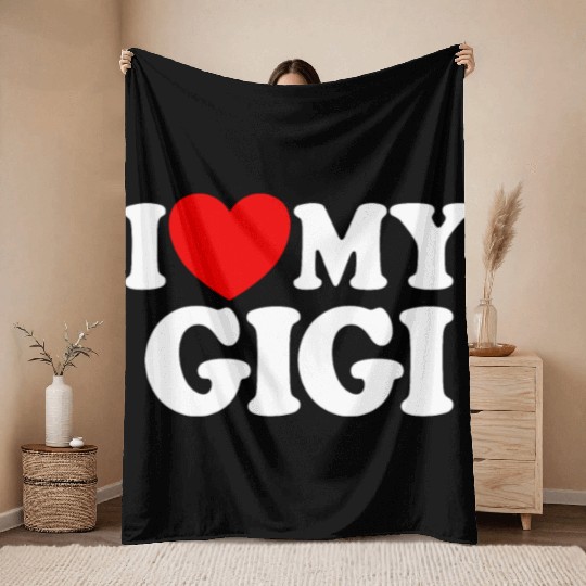 I Love My Gigi Red Heart Grandkids I Love My Gigi Throw Blankets