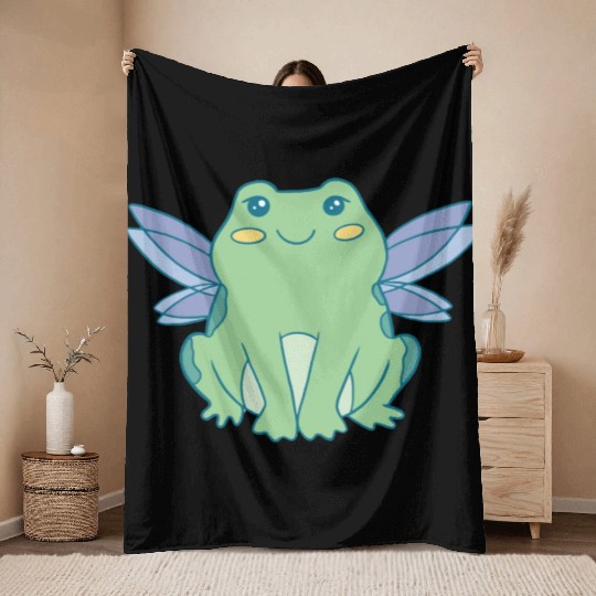 Cottagecore Cottage Core Frog Fairycore Goblincore Throw Blankets