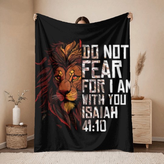 Christian Religious Bible Scriptures Sayings Lion Throw Blankets
