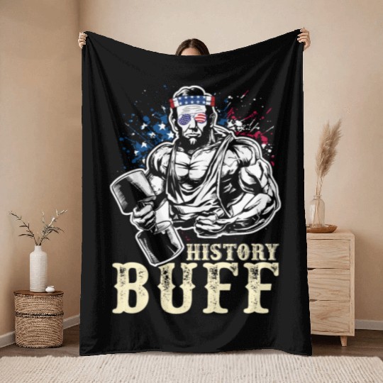 History Buff Independence Day Lincoln Patriot USA Throw Blankets