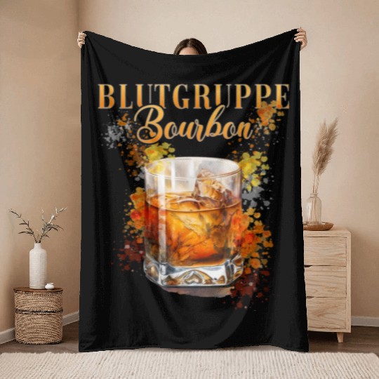 Blutgruppe Bourbon Cocktail for Bartender Throw Blankets