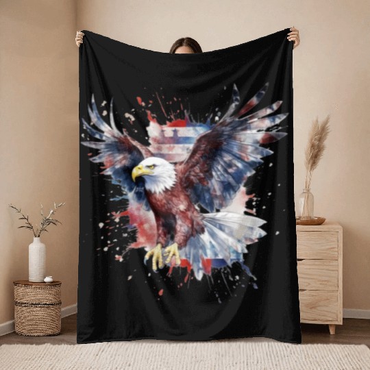 Eagle 4Th July Independent Day Throw Blankets