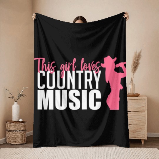 This Girl Loves Country Music A Western Folk Fan Throw Blankets