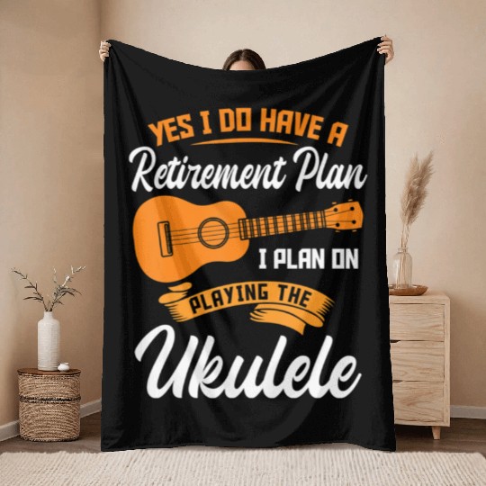 Funny Retirement Ukulele Player Guitar Throw Blankets