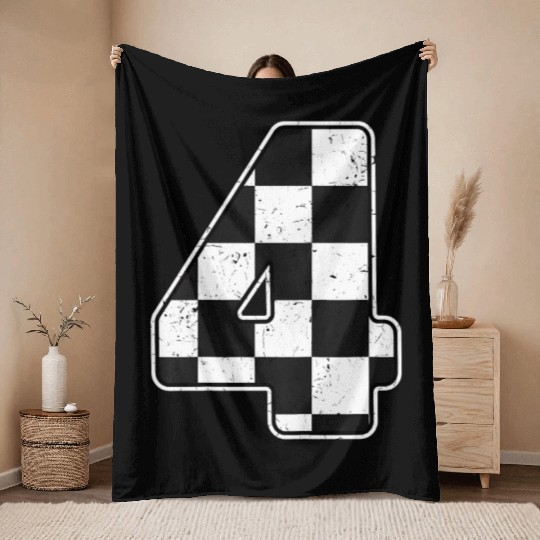 Birthday Boy 4 Four Race Car 4th Birthday Racing Throw Blankets