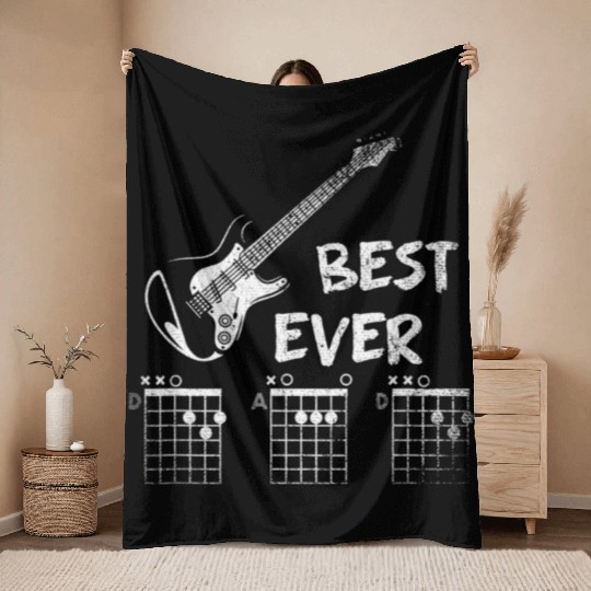 Best Dad Ever D A D Guitar Throw Blankets