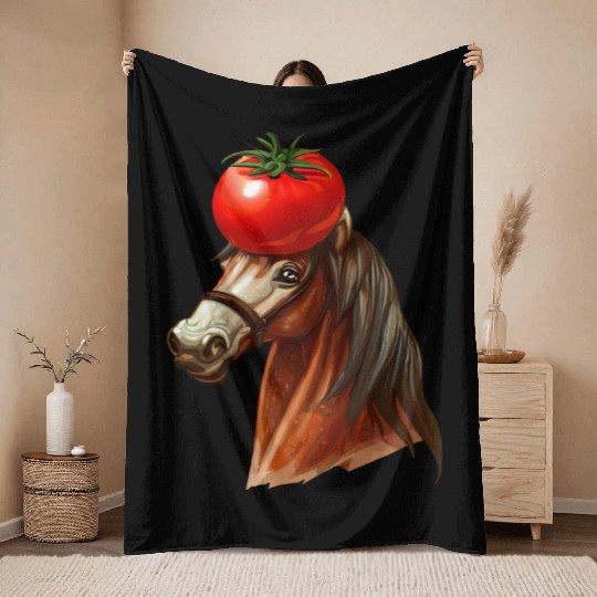 Horse Head Tomato Throw Blankets