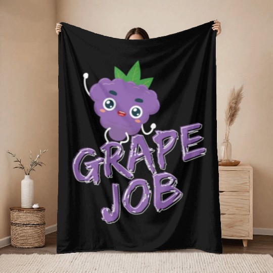 Grape Job Throw Blankets