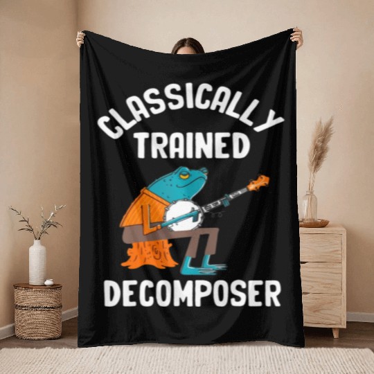 Classically Trained Decomposer Funny Frog Playing Throw Blankets