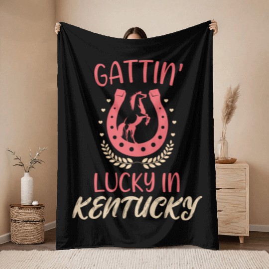Gattinâ€™ Lucky In Kentucky Horse Racing Derby Throw Blankets