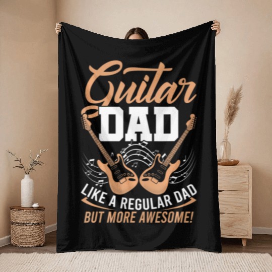 Guitar Dad Awesome Fathers Day Player Musician Throw Blankets