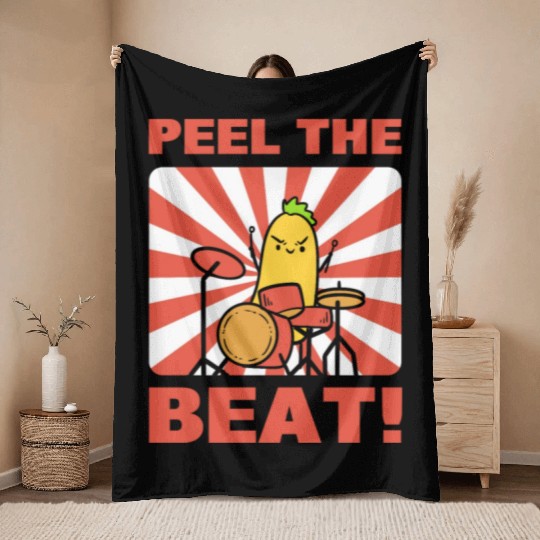 Banana Puns Drummer Throw Blankets
