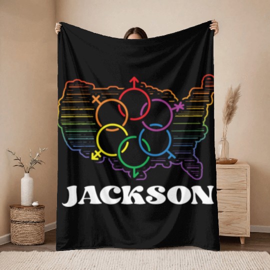 Jackson Pride Month Pride Flag LGBT Community LGBT Throw Blankets