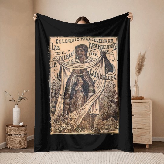 St Juan Diego Our Lady of Guadalupe Vintage Mary C Throw Blankets