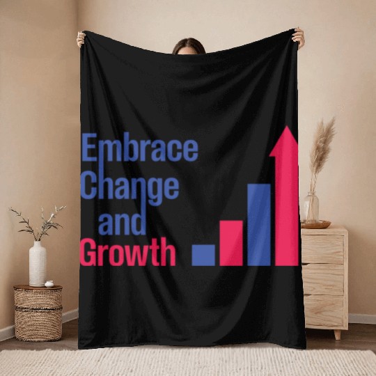 Embrace Change and Growth quote typography product Throw Blankets