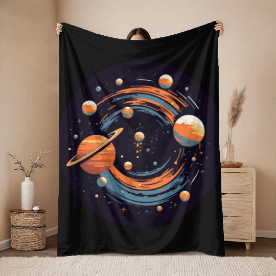 Universe Solar System Planets Throw Blankets