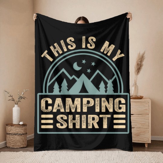 This Is My Camping Camp Camper Camping Throw Blankets