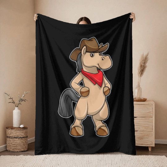 Horse Cowboy Throw Blankets