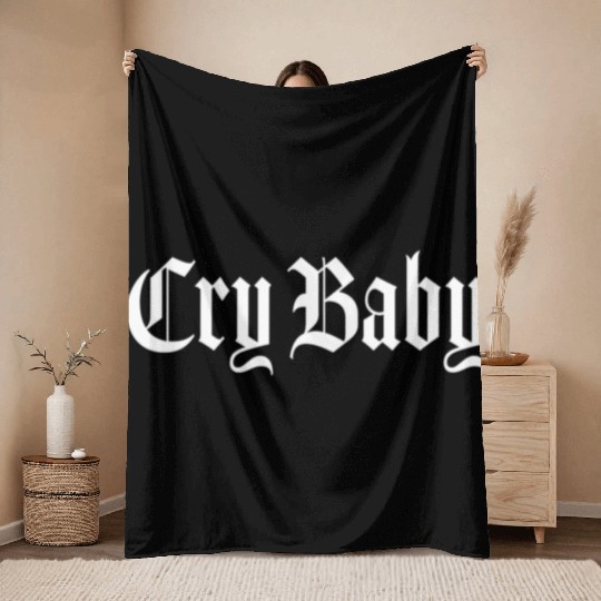 Cry Baby Old English Throw Blankets