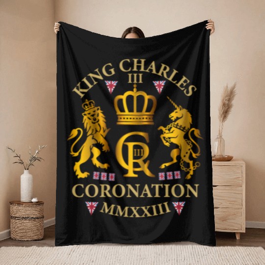 King Charles Iii British Monarch Royal Coronation Throw Blankets