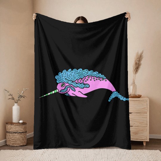 Seapoodle Narwhal Throw Blankets