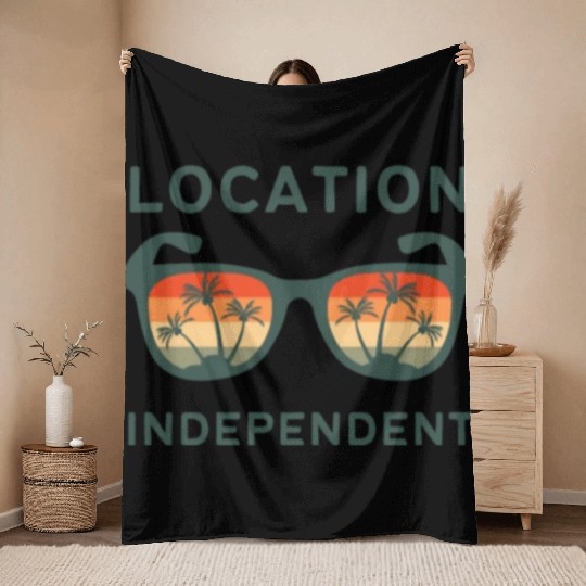 Digital nomad = Location independent Throw Blankets
