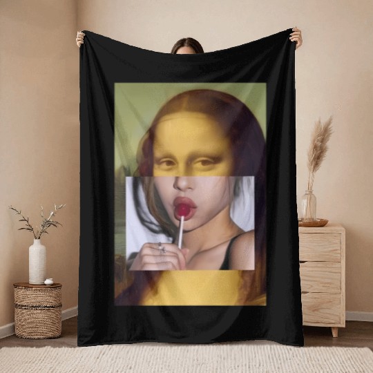 Mona Lisa Lollipop Mona Lisa Throw Blankets