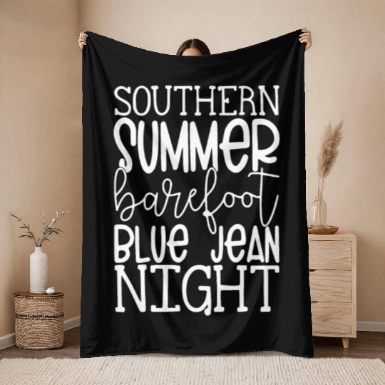 Southern Summer Barefoot Blue Jean Night Throw Blankets