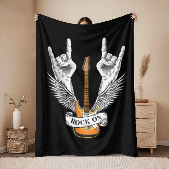 Rock And Roll - Electronic Rock Guitar Throw Blankets