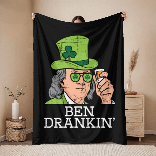 Ben Drankin Saint Paddys St Patric Day Throw Blankets