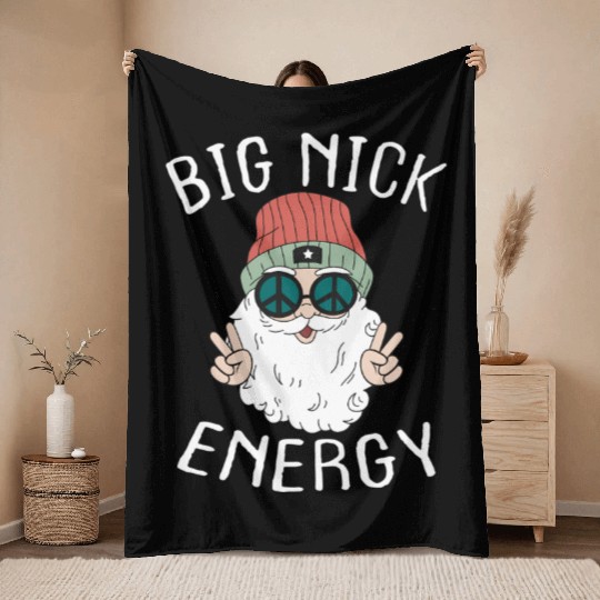 Big k Energy Xmas Santa Claus Saint Throw Blankets