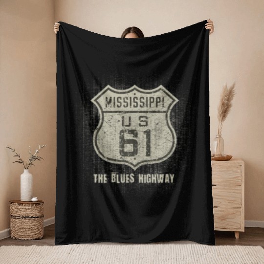 Mississippi Us 61 The Blues Highway Throw Blankets