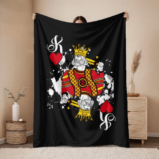 King Of He Playing Cards Halloween Poker Throw Blankets