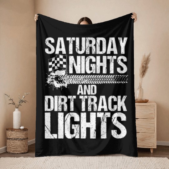 Dirt Track Racing For Dirt Racing Throw Blankets