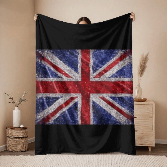 Union Jack Retro British Flag Great Britain UK Throw Blankets