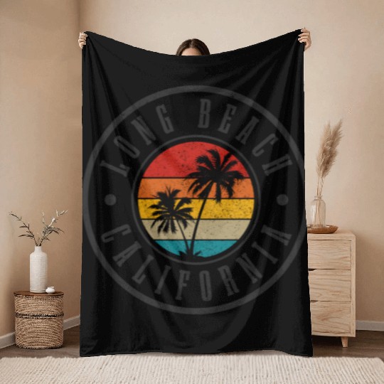 Long Beach California Throw Blankets