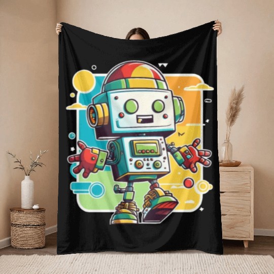 Robot Robotics Science Cute Humorous Technology Throw Blankets