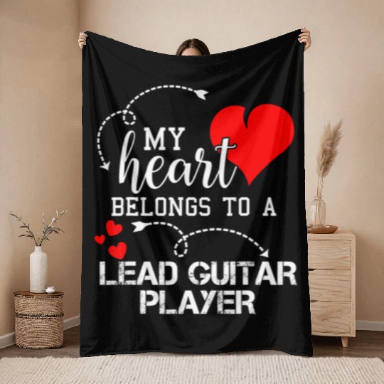 I Love My Lead Guitar Player Husband Wife Throw Blankets