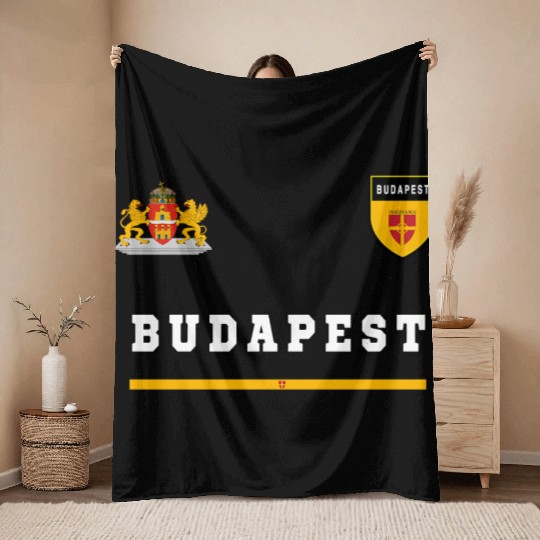 Budapest Sportsoccer Jersey Flag Football Hungary Throw Blankets