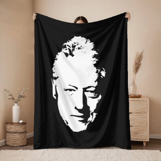Bill Clinton White On Black Pop Art Throw Blankets