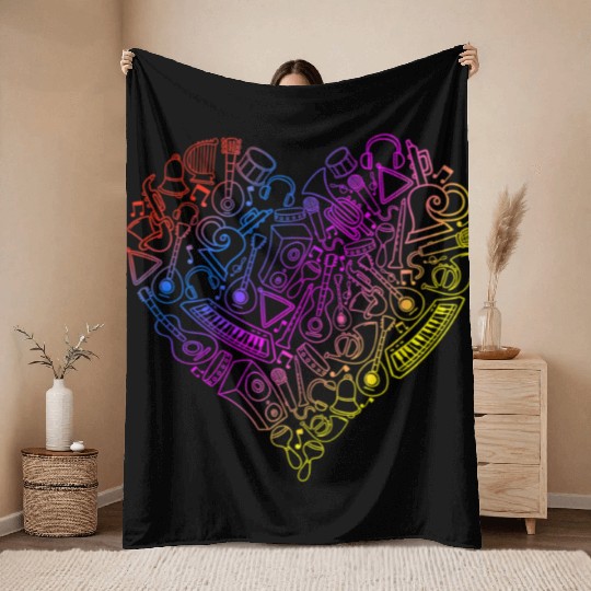 Music Heart Musician Composers Music Lover Throw Blankets