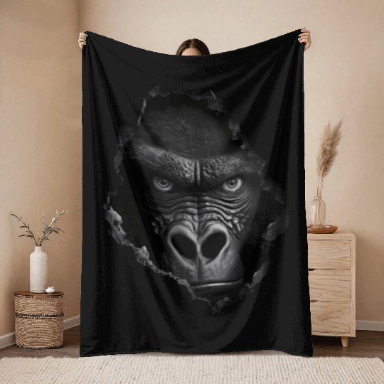 Gorilla Face Wall Animal Print Animal Throw Blankets